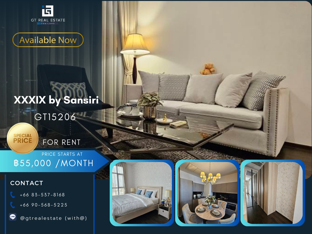 ให้เช่าคอนโดสุขุมวิท อโศก ทองหล่อ : คอนโด XXXIX by Sansiri เดินทางสะดวก ใกล้รถไฟฟ้าบีทีเอส มีรถรับส่ง ห้องสวย เฟอร์นิเจอร์ครบ พร้อมอยู่!