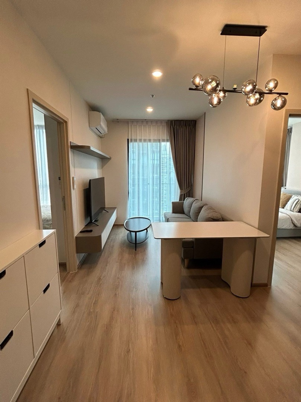 For RentCondoRama9, Petchburi, RCA : 🔆Condo Nue District R9, room 46.33 sq m, 2 bedrooms, 2 bathrooms, 2 parking spaces, Building N, 17th floor, corner room, beautiful corner 🔆