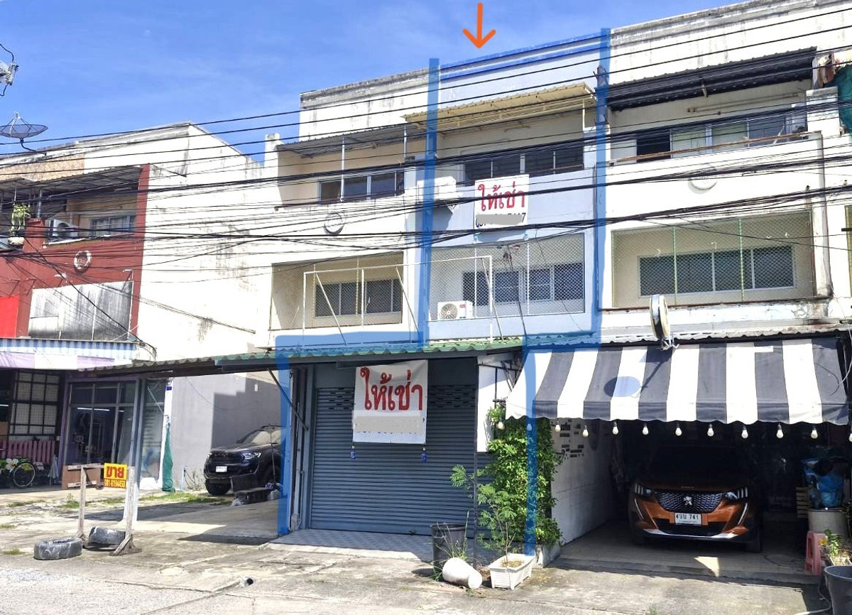 For RentShop HouseNawamin, Ramindra : Commercial building for rent, in front of Manorom Village 4, good location, next to the market, cheap price, along Khlong Song Road.