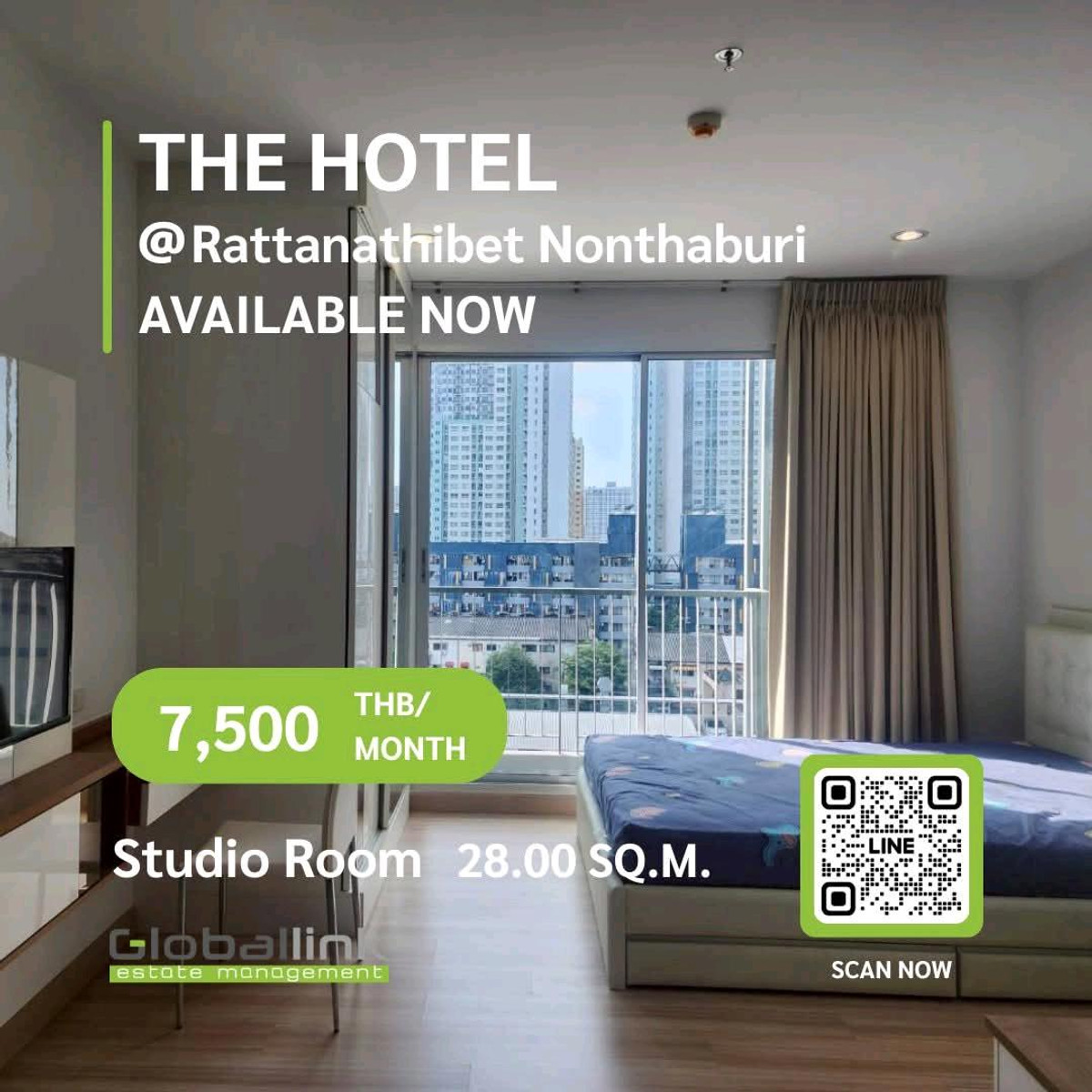 ให้เช่าคอนโดรัตนาธิเบศร์ สนามบินน้ำ พระนั่งเกล้า : (GBL2333) The Hotel รัตนาธิเบศร์ 🏢