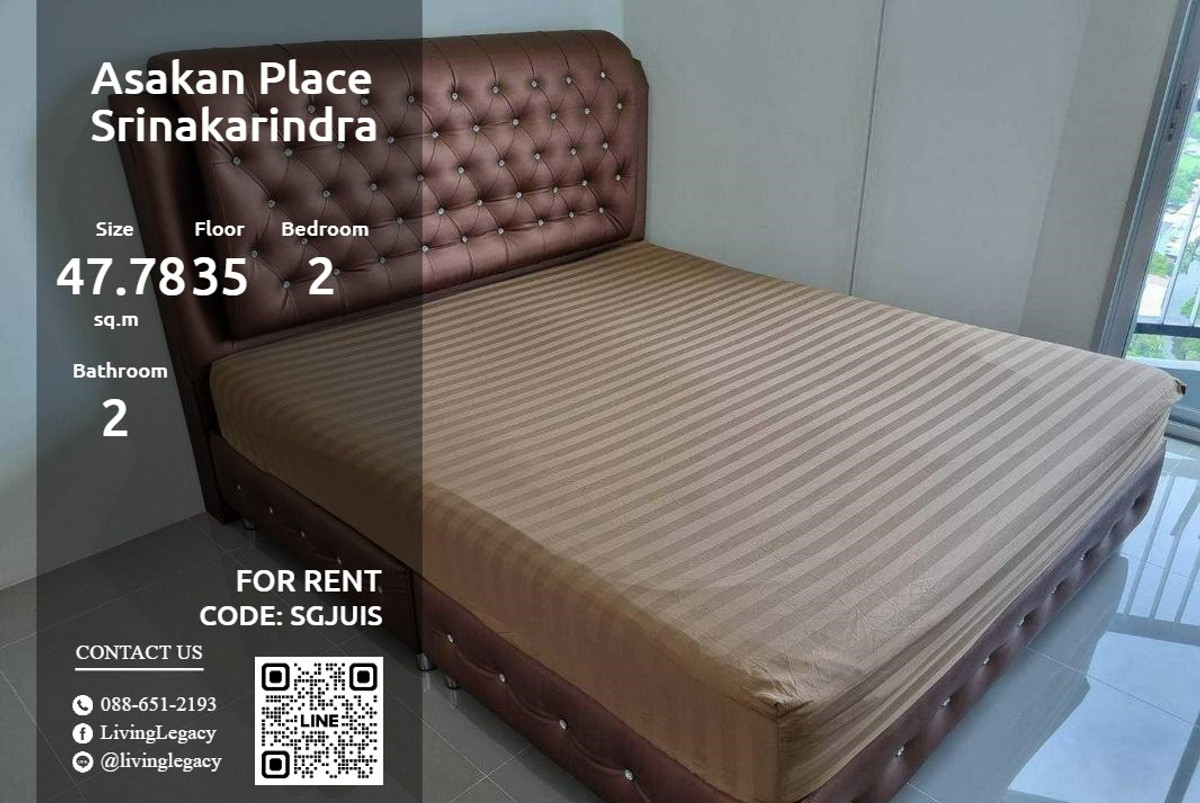 For RentCondoPattanakan, Srinakarin : SGJUIS Condo for rent Asakan Place Srinakarindra 47.78 sq m, 35th floor line id : @livinglegacy
