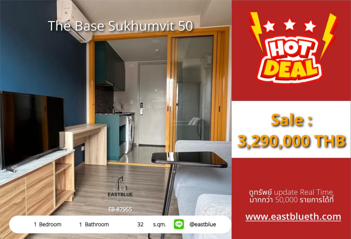 For SaleCondoOnnut, Udomsuk : The Base Sukhumvit 50 Condo 1 Bedroom Ready to Move In Near On Nut BTS
Special Price 3.29 Million! Fully Equipped Facilities, Potential Location