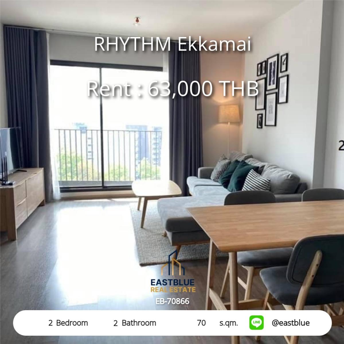 For RentCondoSukhumvit, Asoke, Thonglor : Condo for rent RHYTHM Ekkamai, 2 bedrooms, near BTS Ekkamai 
Luxurious life in the heart of the city, free full amenities!