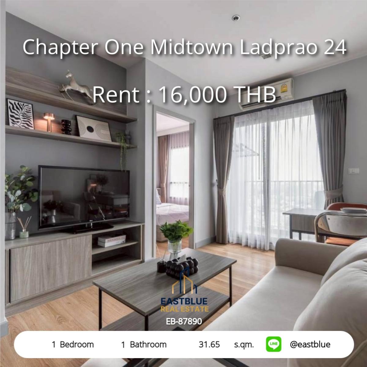 ให้เช่าคอนโดอ่อนนุช อุดมสุข : คอนโดพร้อมอยู่ Chapter One Midtown ลาดพร้าว 24 
1 ห้องนอน ติด BTS/MRT ลาดพร้าว เพียง 16,000 บ./ด. เท่านั้น!