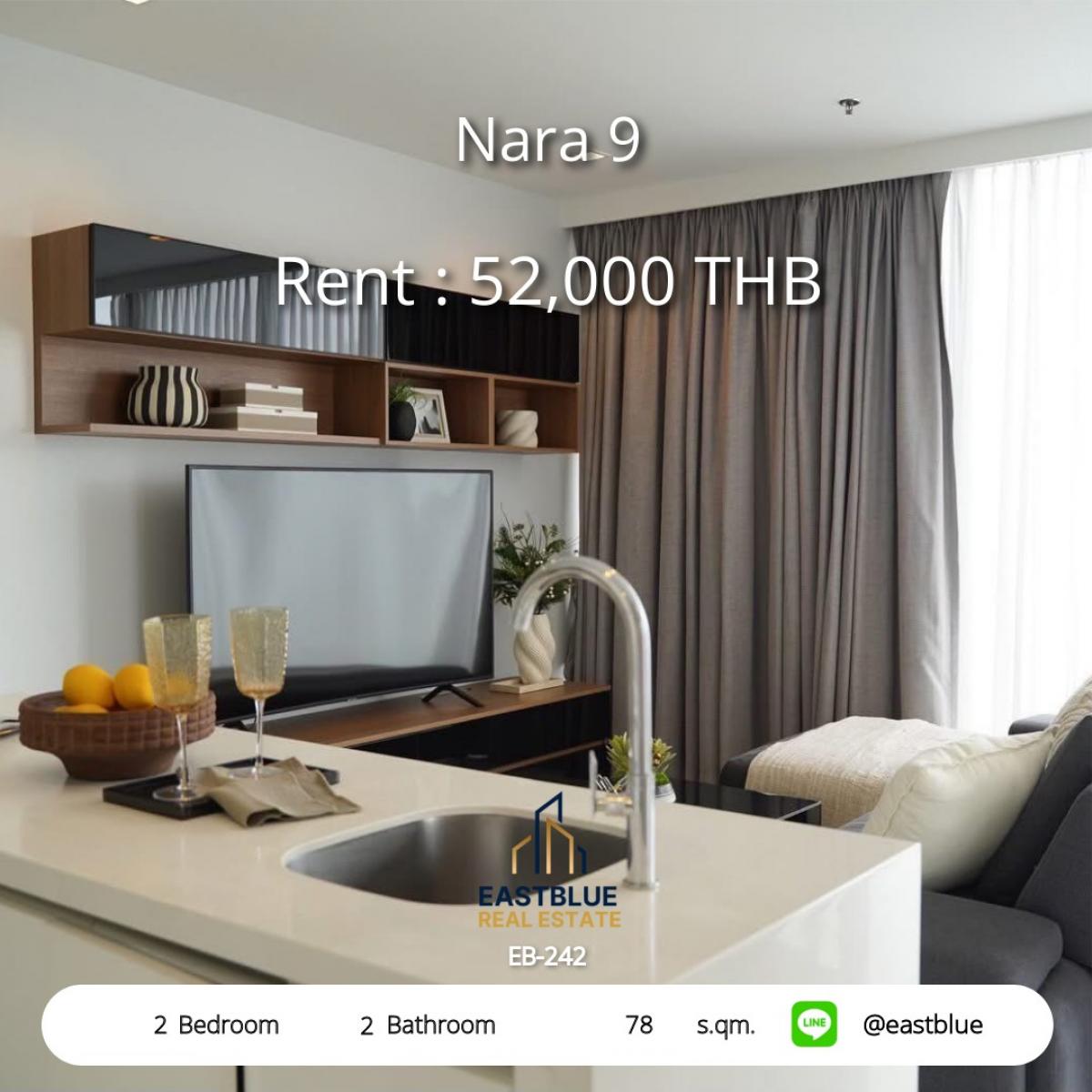 For RentCondoSathorn, Narathiwat : Rent a condo Nara 9 in the heart of Chong Nonsi, 2 bedrooms, 78 sq.m., fully equipped with amenities
Near BTS/MRT Bangkoks City starting from only 52,000 Baht/month!