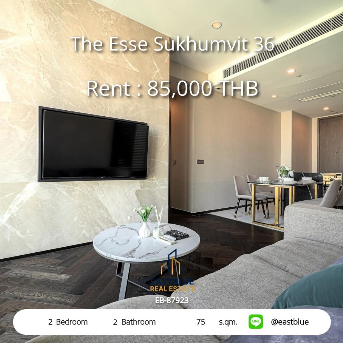 For RentCondoSukhumvit, Asoke, Thonglor : Rent a condo The Esse Sukhumvit 36, 2 bedrooms, 2 bathrooms, close to Thonglor BTS.Luxury living in the heart of the city, with complete amenities!
