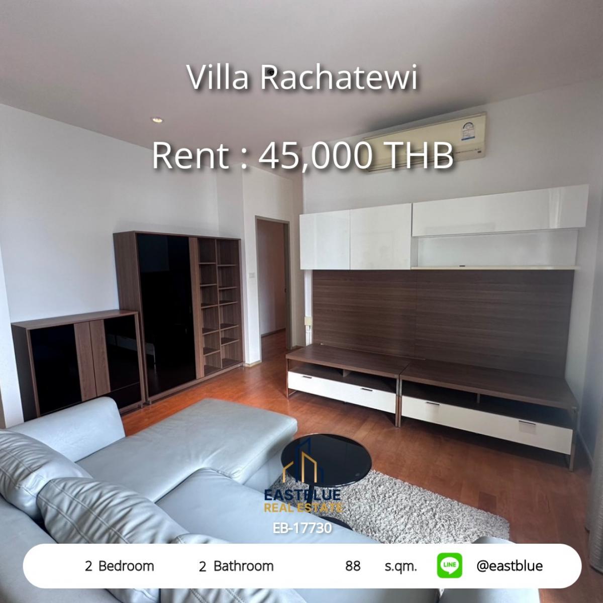 For RentCondoRatchathewi,Phayathai : Rent Villa Rachatewi 2 bedrooms 88 sqm. Near BTS Ratchathewi for only 45,000 THB/month!
Complete with all amenities including a swimming pool, fitness center, and relaxation garden.