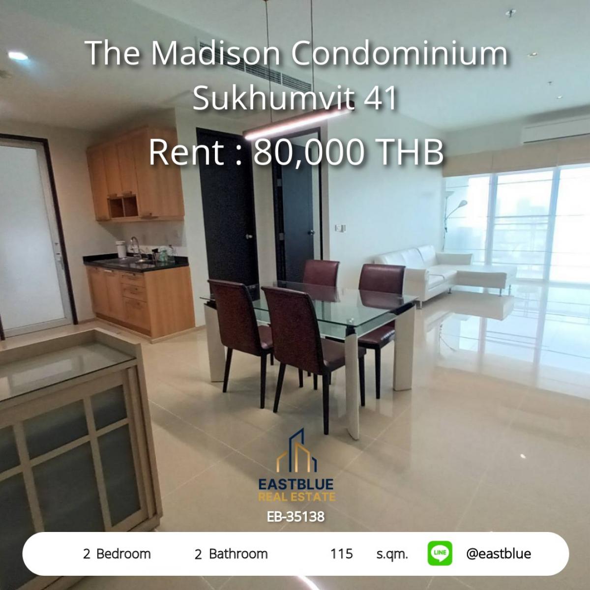 For RentCondoSukhumvit, Asoke, Thonglor : Luxury 2BR Condo @ The Madison Sukhumvit 41 – 115 sqm ready to move in!
Near BTS Phrom Phong, close to Emporium-EmQuartier, only 80,000 Baht/month!