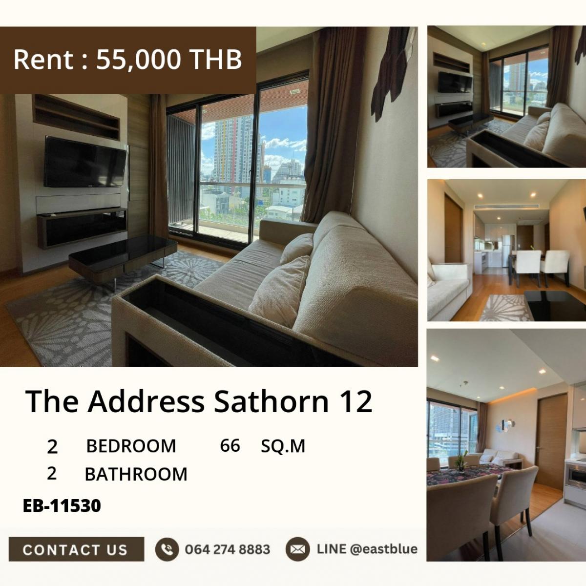For RentCondoSathorn, Narathiwat : 🔥Luxury 2 Bed Condo The Address Sathorn 12 | 55,000 THB/month
Near BTS/MRT Chong Nonsi with swimming pool, fitness, sauna!