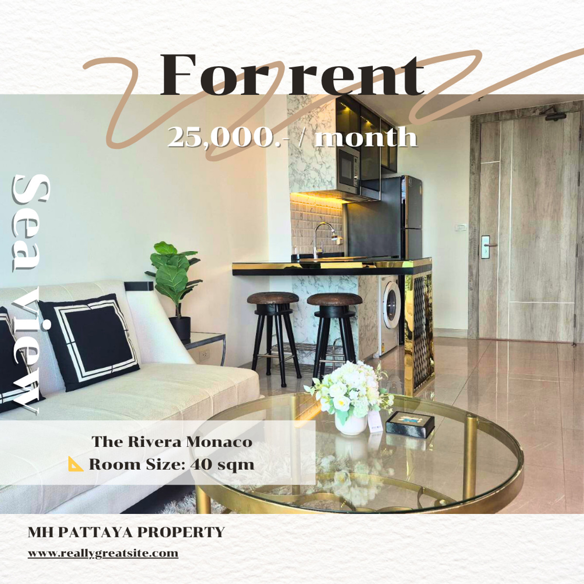 ให้เช่าคอนโดพัทยา บางแสน ชลบุรี สัตหีบ : The Riviera Monaco *BIG ROOM* -1 Bedroom, Sea View Condo with Jacuzzi – For Sale 4.99 MB / Rent 25,000 THB