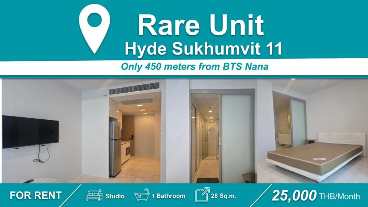 ให้เช่าคอนโดนานา : (ปล่อยเช่า) คอนโด Hyde Sukhumvit 11 ห้อง Studio ห้องสวย ชั้นสูง เฟอร์+เครื่องใช้ไฟฟ้าครบ ใกล้ 🚆BTS นานา																									