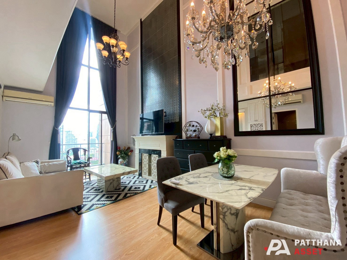 For RentCondoRama9, Petchburi, RCA : For rent, Villa Asoke, 2 bedrooms, 2 floors, very beautiful, near the MRT.