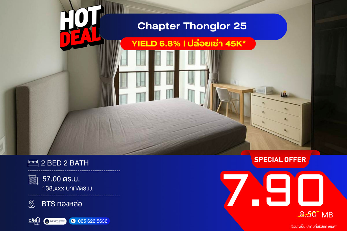 For SaleCondoSukhumvit, Asoke, Thonglor : Chapter Thonglor 25 Limited! 2 Bed Fully furnished with complete functions in the heart of Thonglor 10 minutes to EmQuartier 📞 092-690-5445