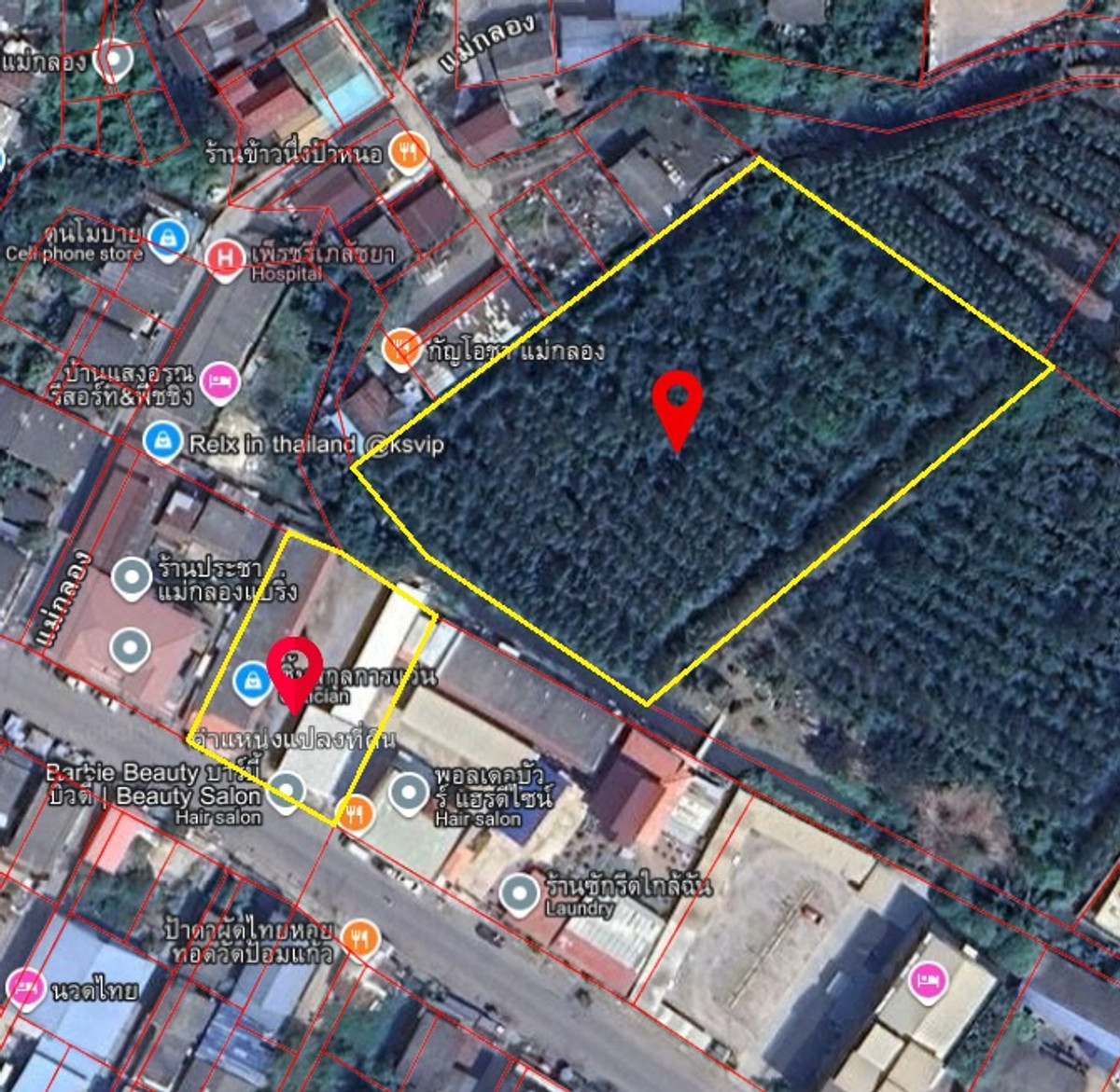 For SaleLandSamut Songkhram : Land for sale in the centre of Mae Klong, Samut Songkhram - 250 m. from Makro and Wat Pom Kaew Temple 