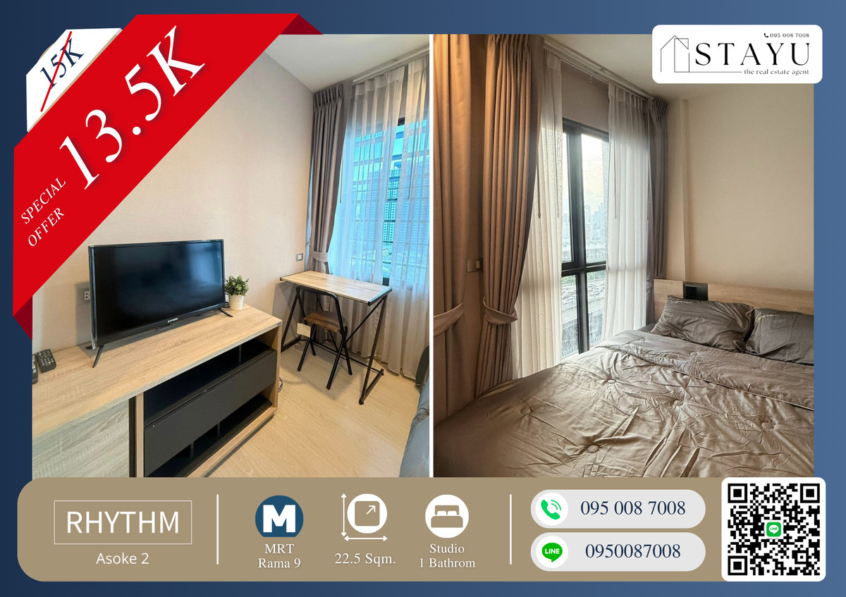 For RentCondoRama9, Petchburi, RCA : 🔥🔥 Move-in ready!! Beautiful unit!! Best value in its class!! Fully furnished!! Rhythm Asoke 2 near MRT Rama 9. Contact now before it’s taken!! 🔥🔥