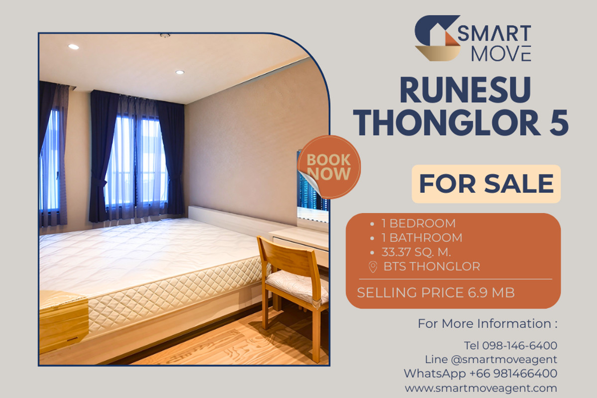 For SaleCondoSukhumvit, Asoke, Thonglor : Sell with tenant C20251100021...Runesu Thonglor 5 1 bedroom 1 bathroom 6.XX MB ONLY !!