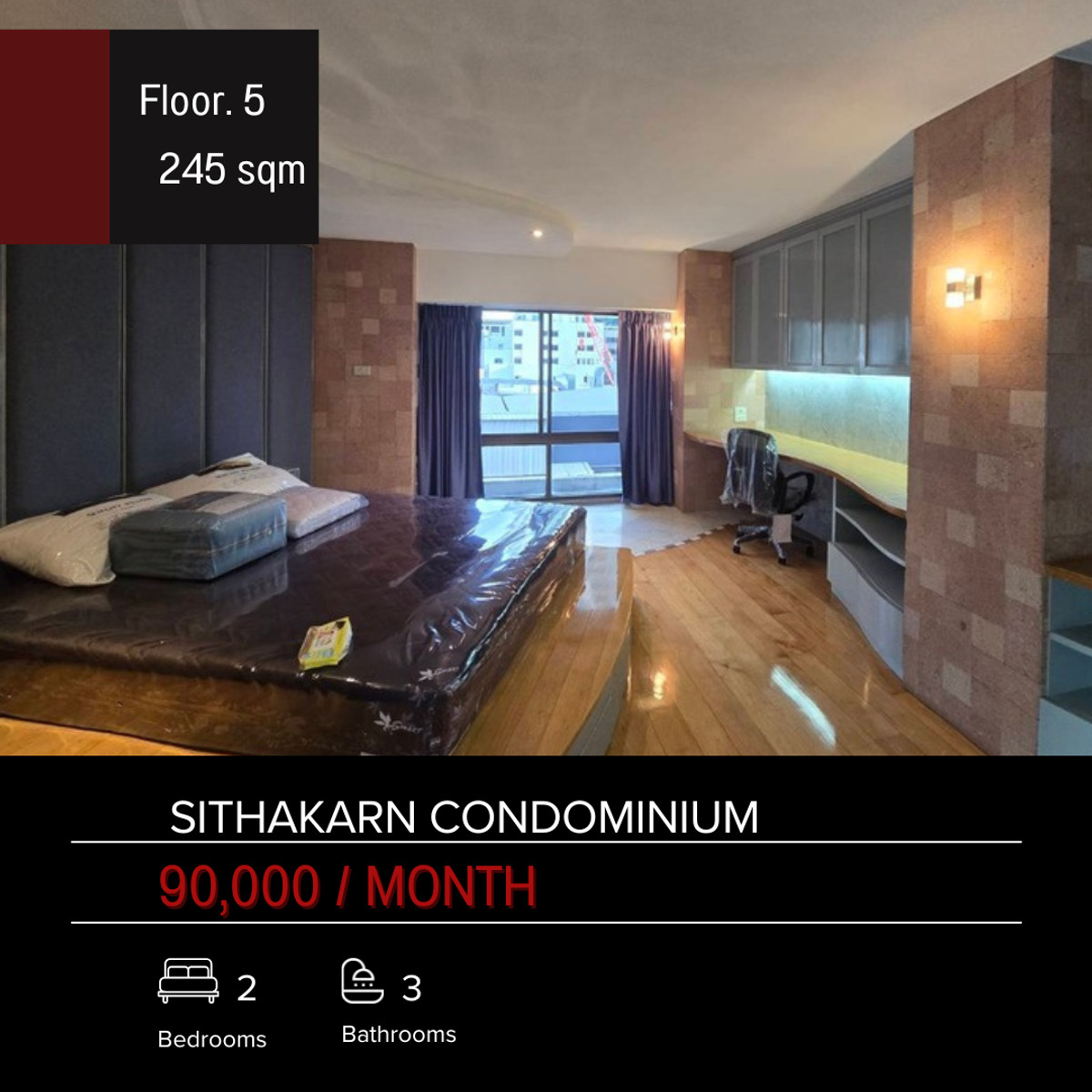 For RentCondoWitthayu, Chidlom, Langsuan, Ploenchit : Sithakarn Condominium 2bed 3bath