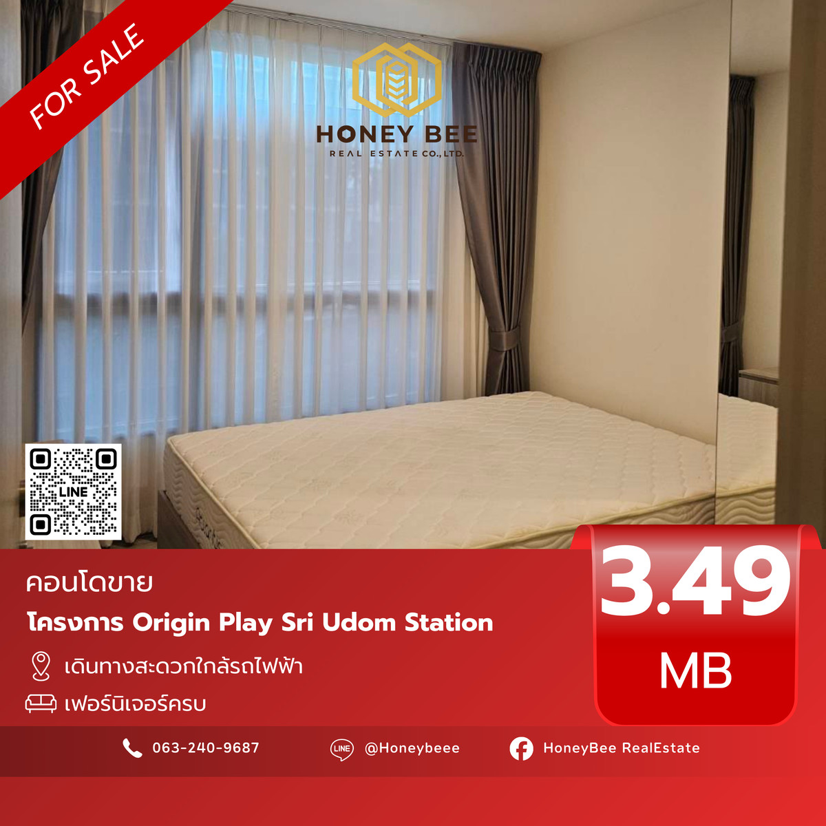 For SaleCondoOnnut, Udomsuk : 📣 [For Sale] Urgent sale!! Origin Play Sri Udom Station Condo
