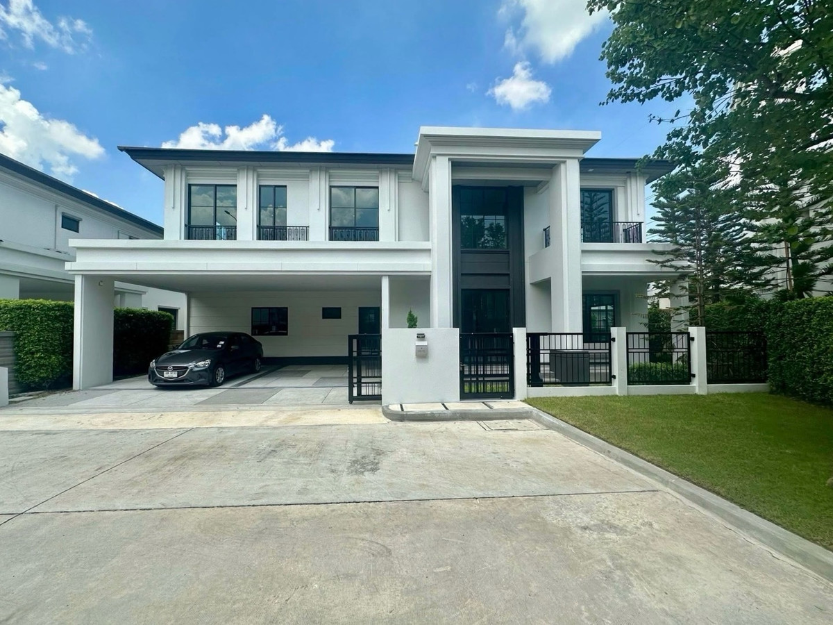 For RentHouseLadkrabang, Suwannaphum Airport : 🔹Setthasiri Bangna-Suvarnabhumi🔹accepts pets | 319 sq m. | 4 bedrooms, 5 bathrooms | 3 parking spaces (EV Charger)