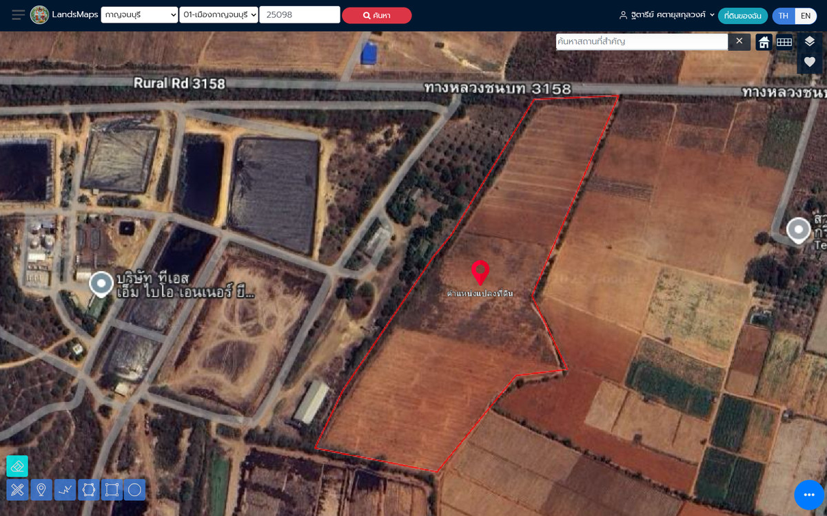 ขายที่ดินกาญจนบุรี : ที่ดินทำเลทอง (37 ไร่) ติดถนนใหญ่ 3158! พร้อมสร้างกำไรทันที!