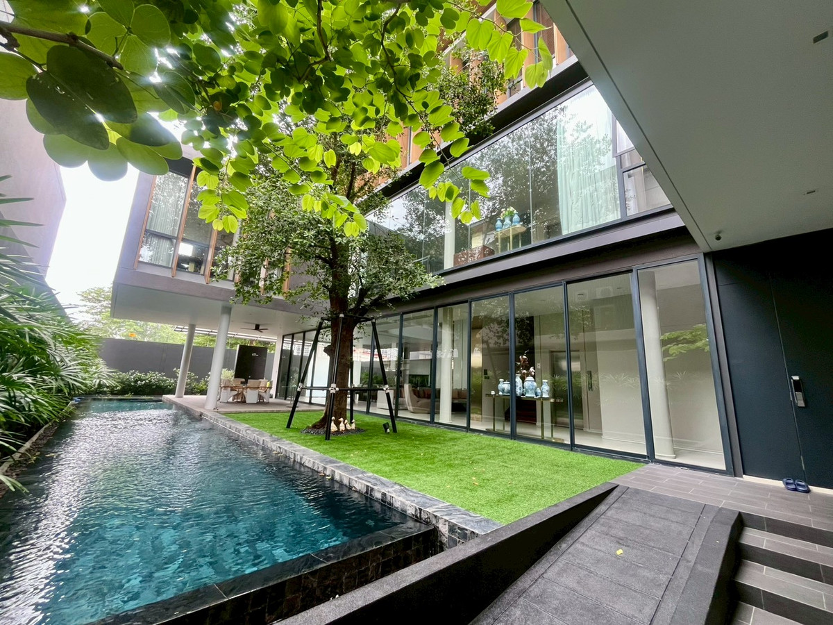 For SaleHouseRama9, Petchburi, RCA : 🏡 House for sale in the ISSARA RESIDENCE Rama 9 project 豪华住宅特价出售✨Special price💥3-storey detached house, fully furnished, 6 bedrooms, 6 bathrooms, has an elevator and private swimming pool, salt system.