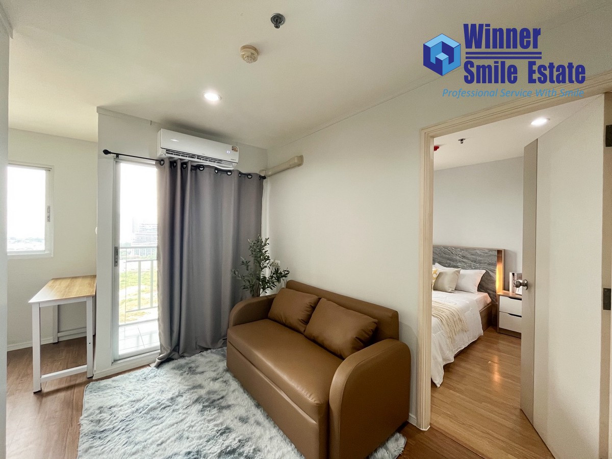 For RentCondoBangna, Bearing, Lasalle : Condo for rent at Lumpini Mega City Bangna. Beautiful view. Separate bedroom unit. 26 sq m., Building C.