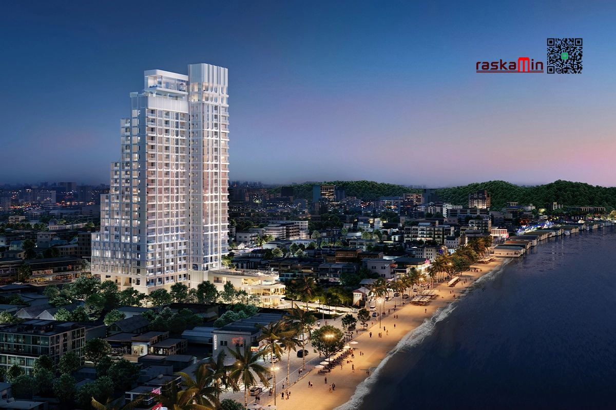 Sale DownCondoPattaya, Bangsaen, Chonburi : PTY Residence Sai 1 — Oceanfront 2-Bedroom Condo for Sale