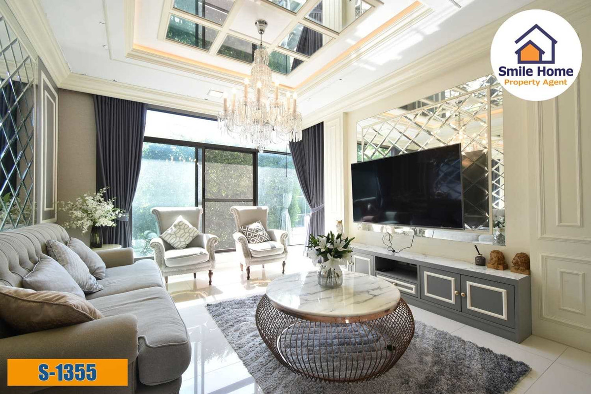 For SaleHouseLadkrabang, Suwannaphum Airport : Single house for sale Manthana On Nut-Wongwaen 4  The house is ready to move in, the biggest tie.