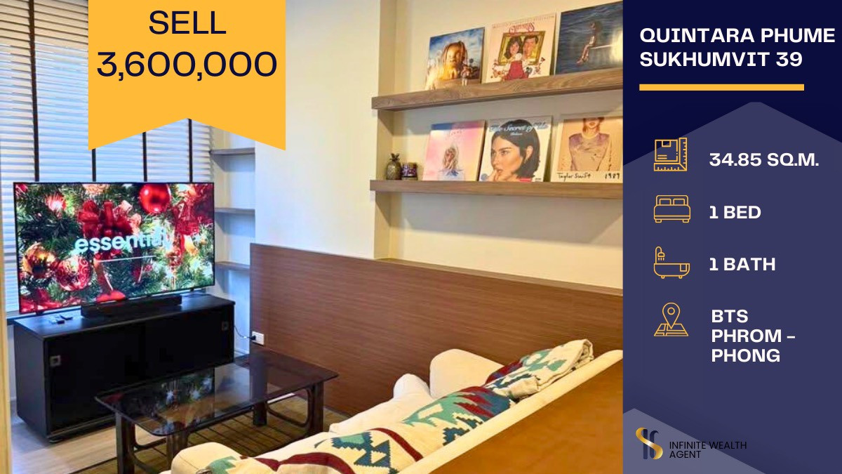 ขายคอนโดสุขุมวิท อโศก ทองหล่อ : ✨ Quintara Phume Sukhumvit 39 แต่งครบสไตล์โมเดิร์นหรู🖤ขายเพียง 3,600,000 บาท เท่านั้น! 💸สภาพห้องใหม่กริบ เฟอร์นิเจอร์จัดเต็ม พร้อมเข้าอยู่ได้เลย 🛋️