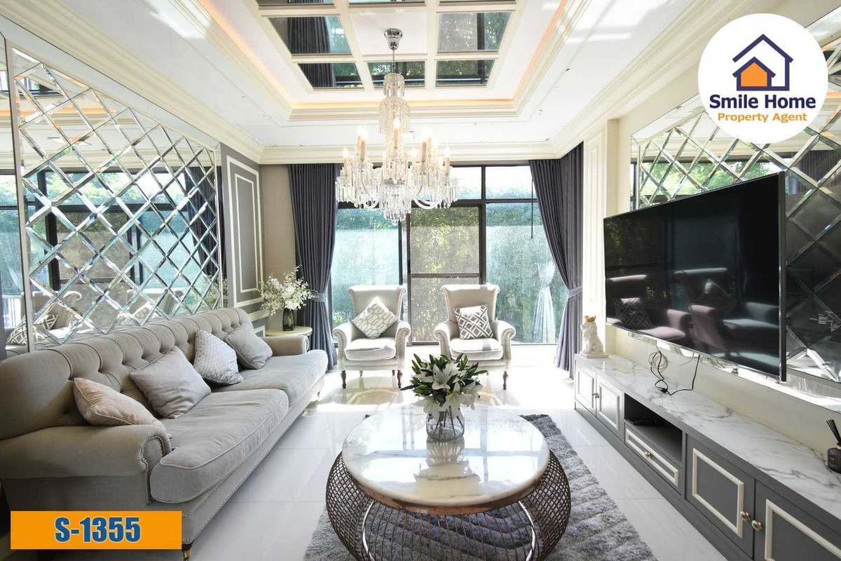 For SaleHouseLadkrabang, Suwannaphum Airport : Single house for sale Manthana On Nut-Wongwaen 4  The house is ready to move in, the biggest tie.