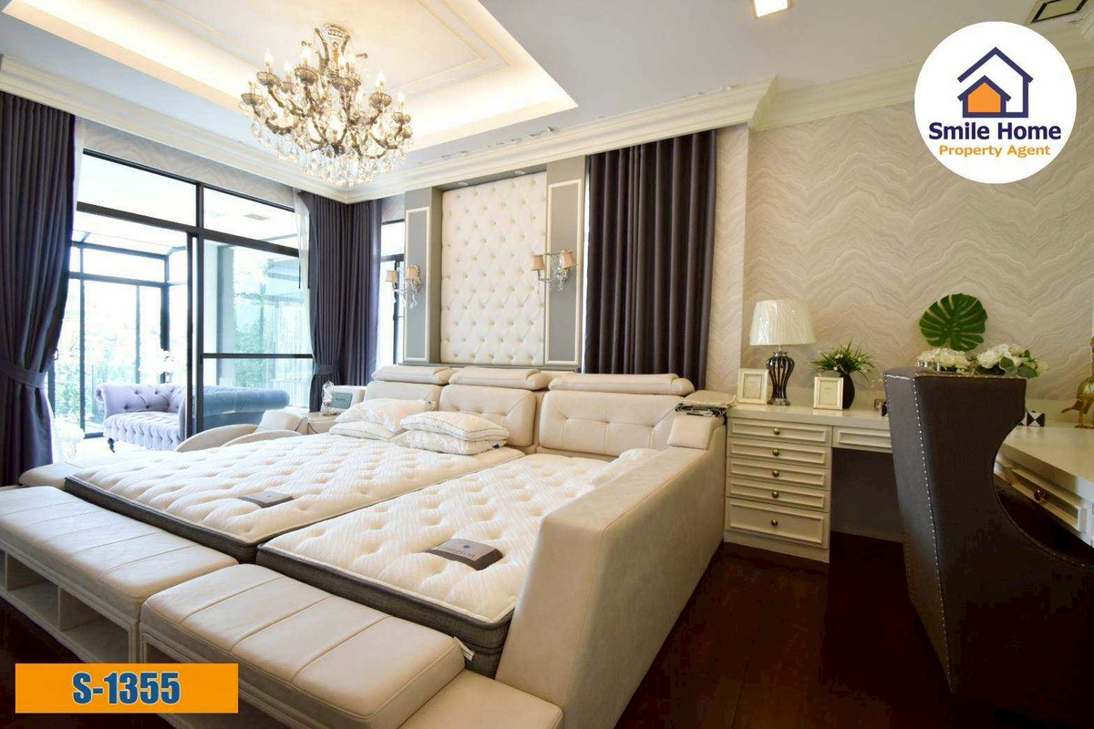 For SaleHouseLadkrabang, Suwannaphum Airport : Single house for sale Manthana On Nut-Wongwaen 4  The house is ready to move in, the biggest tie.