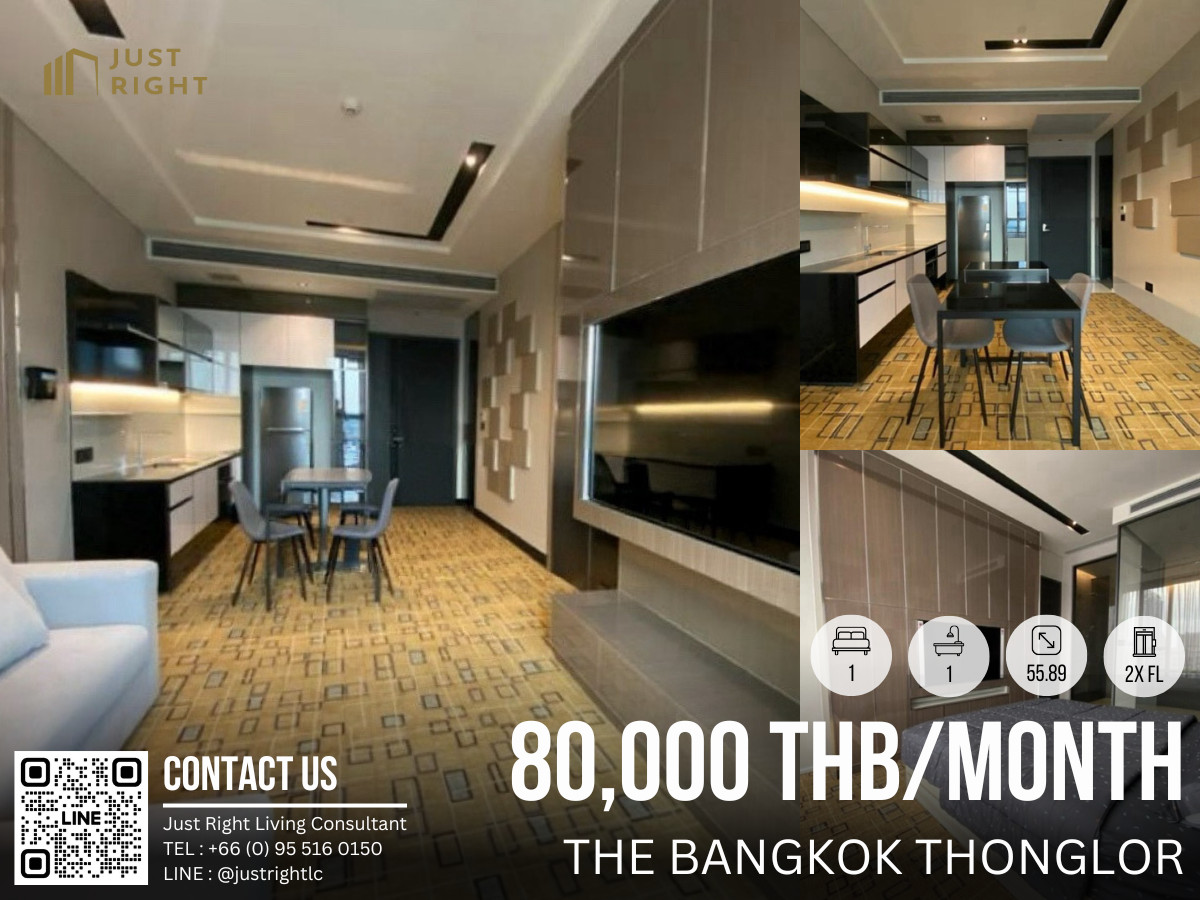 For RentCondoSukhumvit, Asoke, Thonglor : For rent: The Bangkok Thonglor, 1 bedroom, 1 bathroom, size 55.89* sq m, 2x floor, beautifully decorated room, city view, special discount from 50,000 to only 46,000 baht/month (1 year contract only)  *Chinese Below*