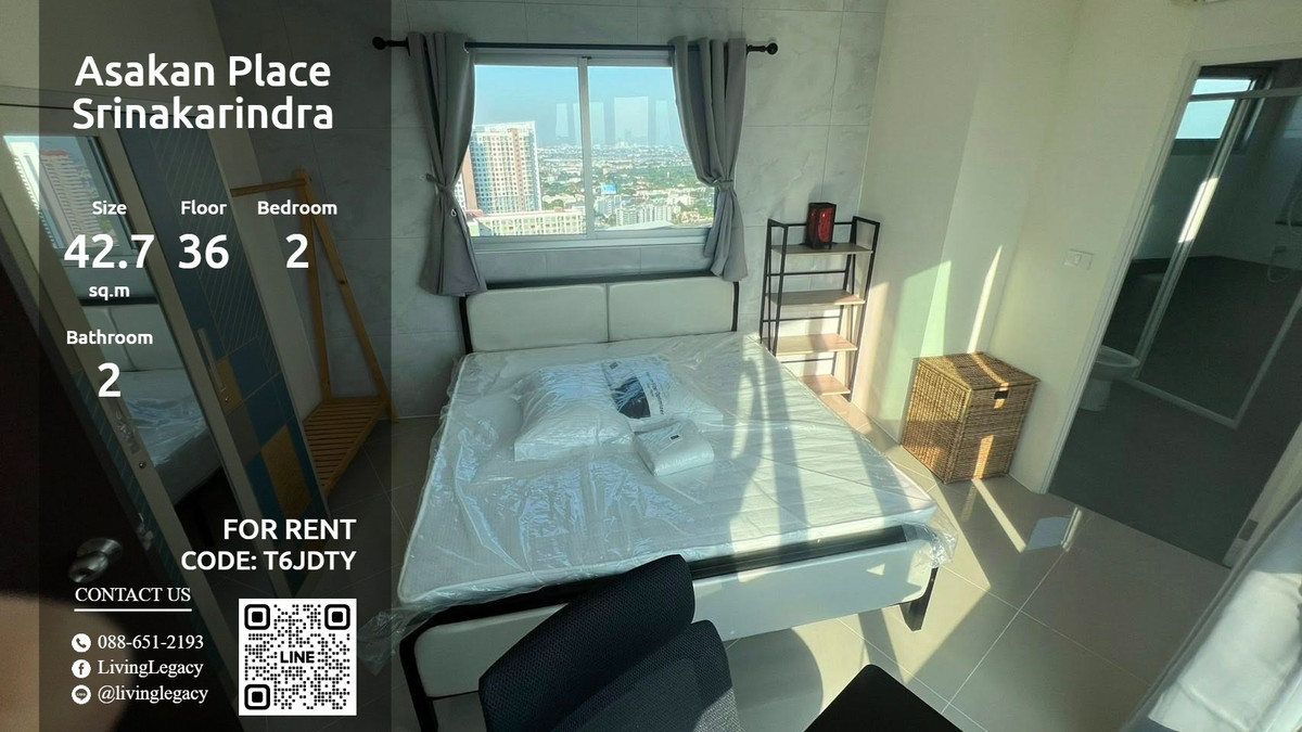For RentCondoPattanakan, Srinakarin : T6JDTY Condo for rent Asakan Place Srinakarindra 42.75 sq m, 36th floor line id : @livinglegacy