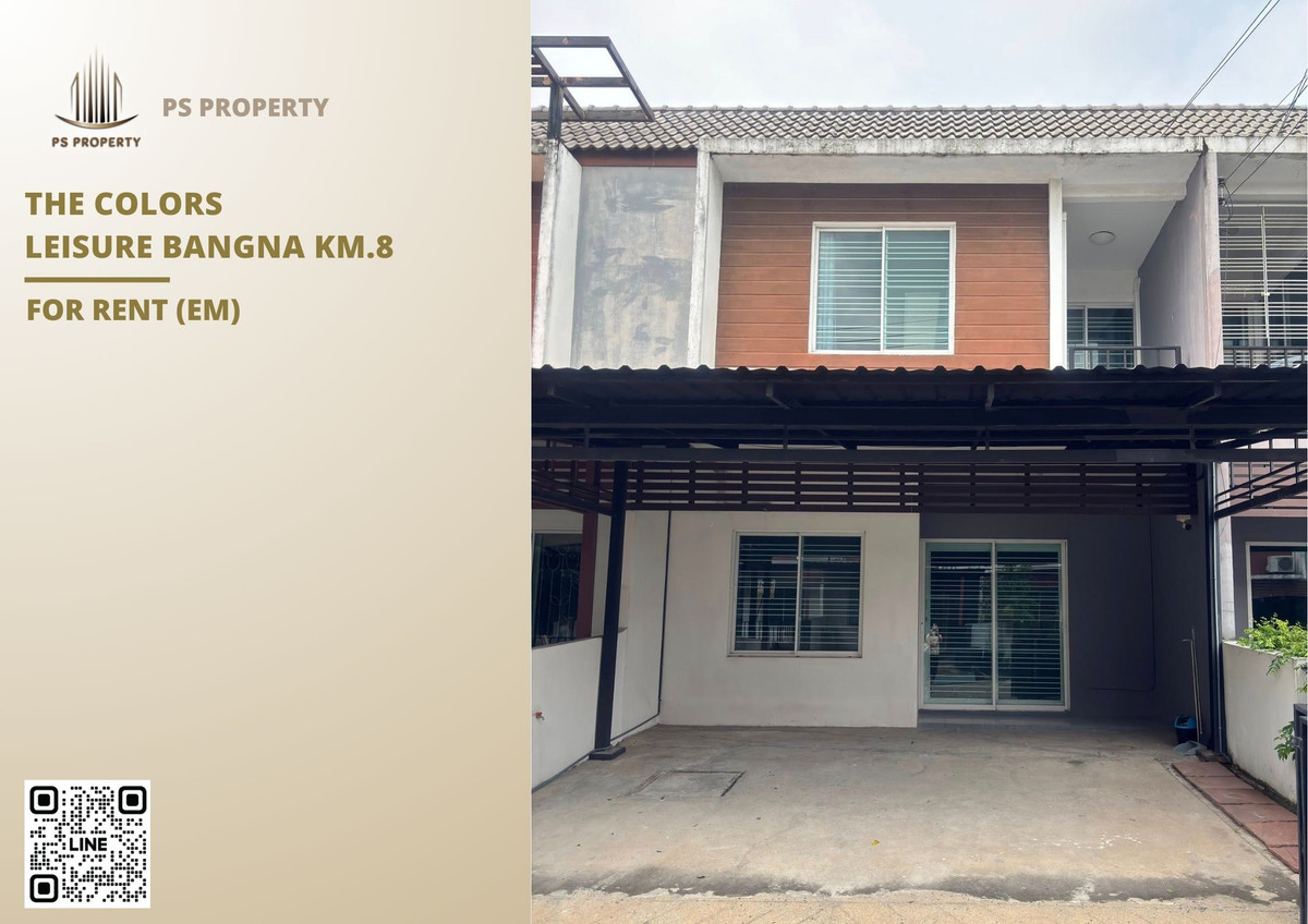 For RentTownhomeSamut Prakan,Samrong : Townhouse for rent ✨ The Colors Leisure Bangna Km.8 ✨ 3 bedrooms, 2 bathrooms, near Mega Bangna 800 meters