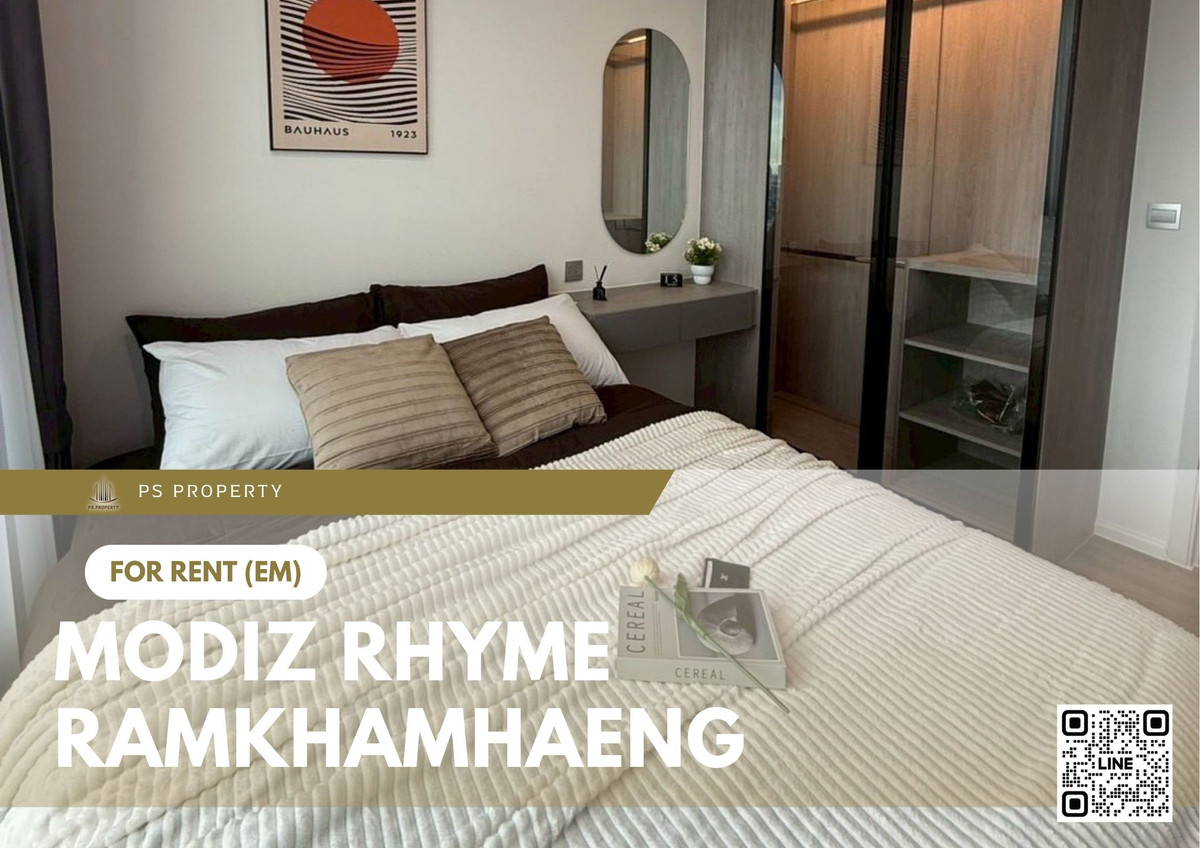 For RentCondoRamkhamhaeng, Hua Mak : For rent 📍 Modiz Rhyme Ramkhamhaeng 📍 Fully furnished and equipped, near MRT Ramkhamhaeng