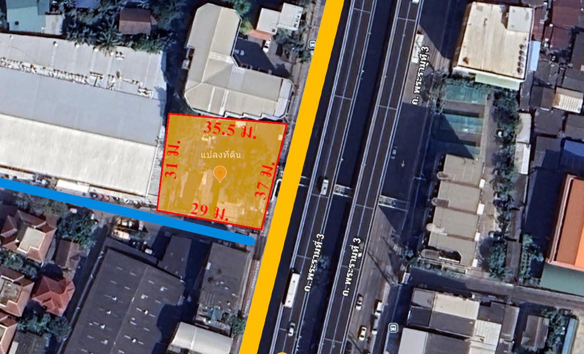 For SaleLandRama3 (Riverside),Satupadit : Beautiful plot of land for sale next to the road, 268 sq m., Rama 3 Road.