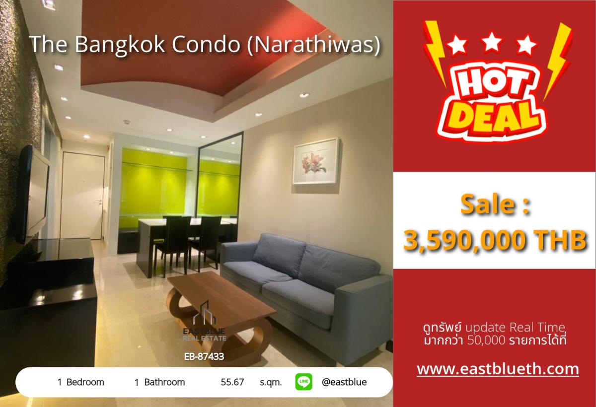 For SaleCondoSathorn, Narathiwat : The Bankok Condo Narathiwas 55 sq.m. in the heart of Chong Nonsi, close to BTS/MRT
Investment or residence, good price at only 3.59 million THB, with complete facilities!