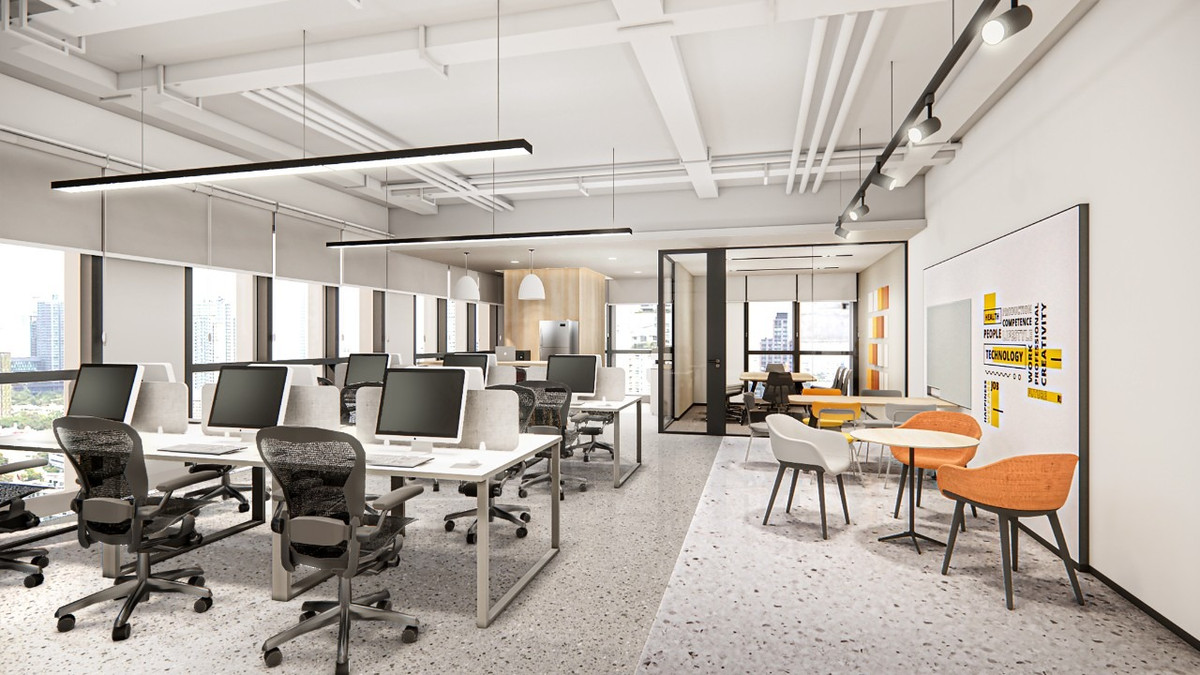 For RentOfficeRama9, Petchburi, RCA : Office Space V ONE Tower 88-299sqm For RENT Near MRT PhraRam 9 Central Rama 9