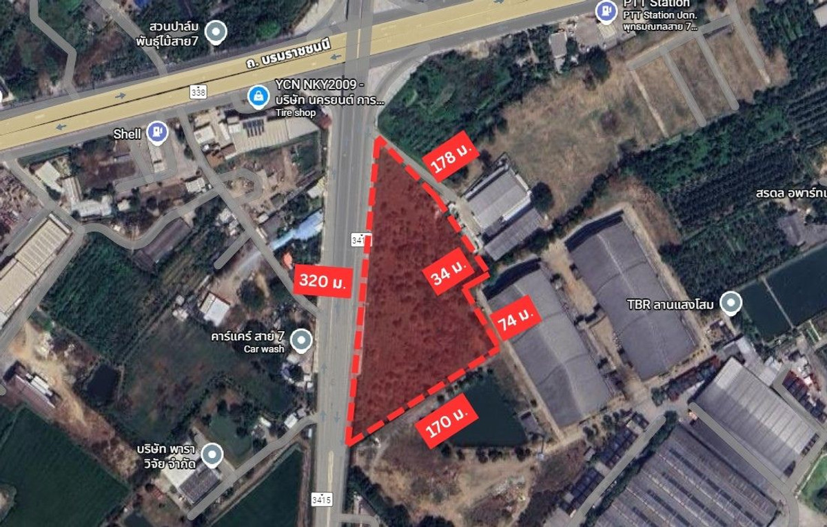 For SaleLandNakhon Pathom : Empty land for sale, 16 rai, next to Phutthamonthon Sai 7 Road and near Borommaratchachonnani Road 7, Nakhon Pathom.