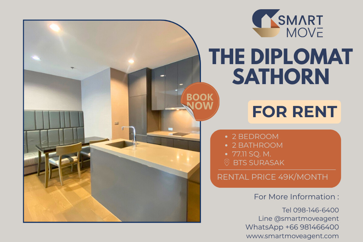For RentCondoSathorn, Narathiwat : Code C20221201642....The Diplomat Sathorn for rent, 2 bedroom, 2 bathroom , furnished, ready to move in