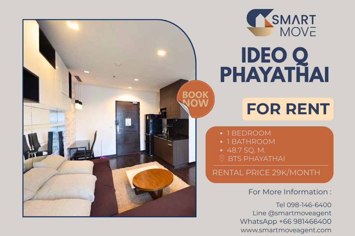 For RentCondoRatchathewi,Phayathai : Code C20251100049...Ideo Q Phayathai for rent, 1 bedroom, 1 bathroom, 48.5 Sq. M. ready to move in 