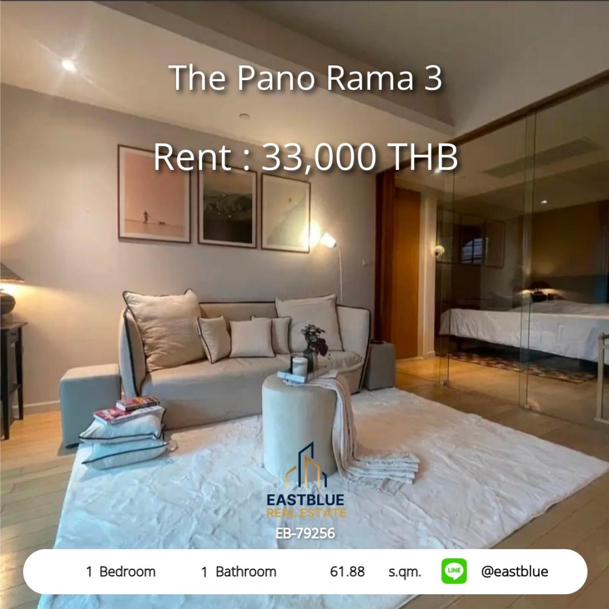 For RentCondoRama3 (Riverside),Satupadit : Rent a condo The Pano Rama 3 1 bedroom 33,000 ฿
Near Central Rama 3 with swimming pool and fitness!