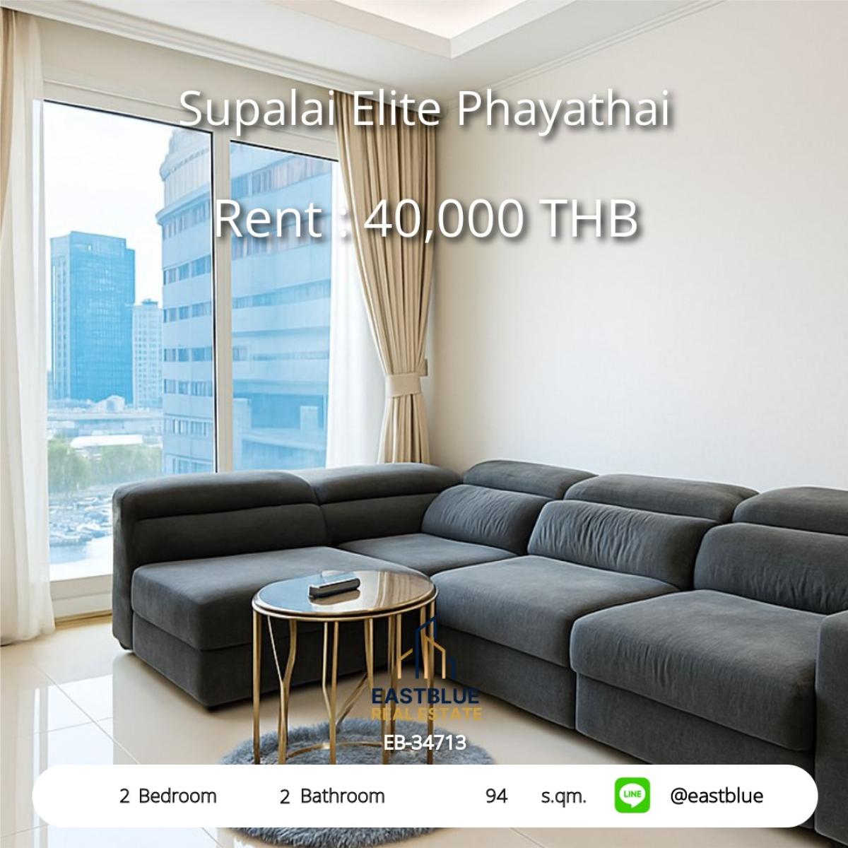 For RentCondoRatchathewi,Phayathai : Luxury 2-bedroom condo at Supalai Elite Phayathai, close to BTS/MRT, convenient for all travel
Rent for only 40,000 baht/month with complete amenities!