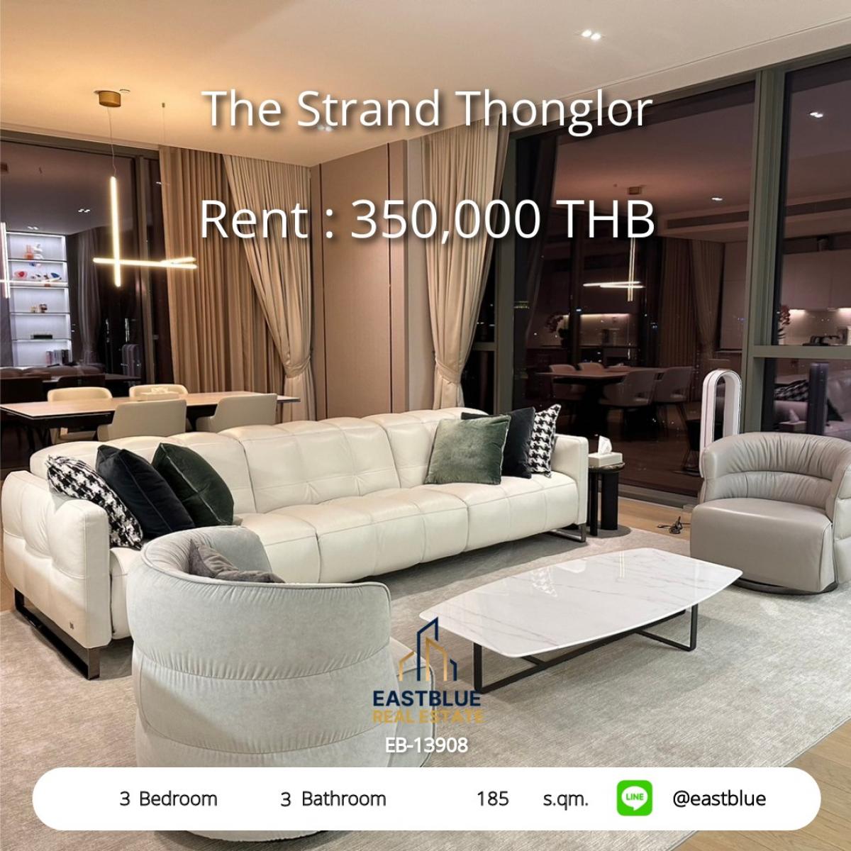 ให้เช่าคอนโดสุขุมวิท อโศก ทองหล่อ : สุดหรู 3 ห้องนอน ที่ The Strand Thonglor 
เช่า 350,000 บ./เดือน ใกล้ BTS ทองหล่อ!