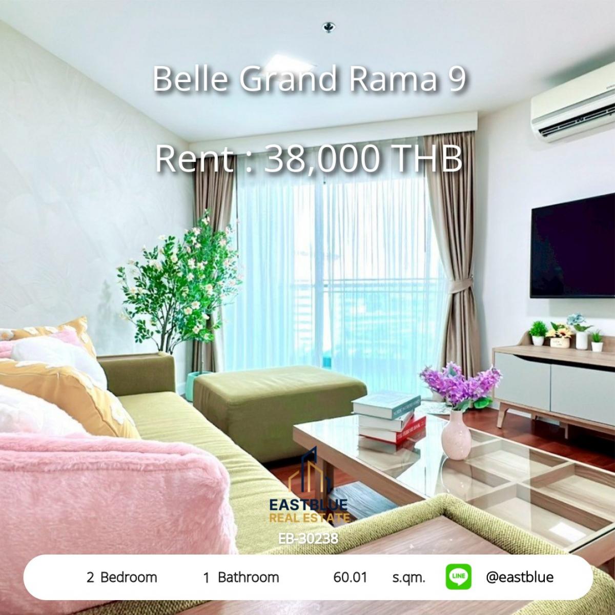 For RentCondoRama9, Petchburi, RCA : เช่า Belle Grand Rama 9 2 ห้องนอน ใจกลางเมือง 
ใกล้ BTS/MRT พระราม 9 ราคาเพียง 38,000 บาท/เดือน!