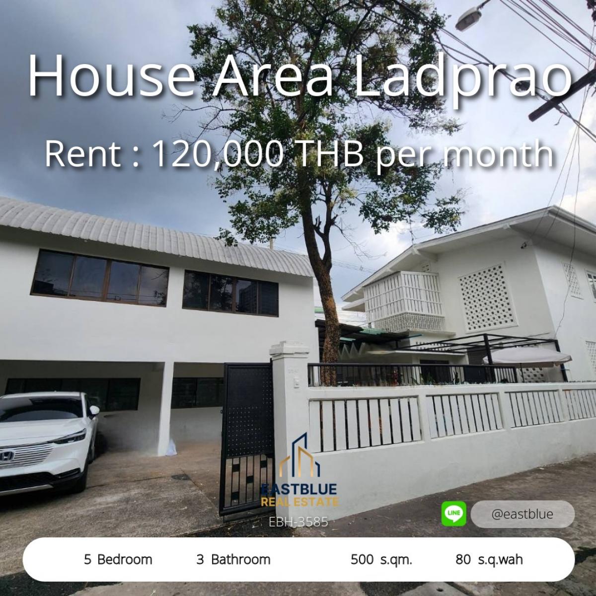 For RentHouseLadprao, Central Ladprao : Luxury 5 Bed House in Ladprao – Spacious 500 sqm with Land 80 sq.wah 
For Rent 120,000 THB/Month – Your Dream Home Awaits!