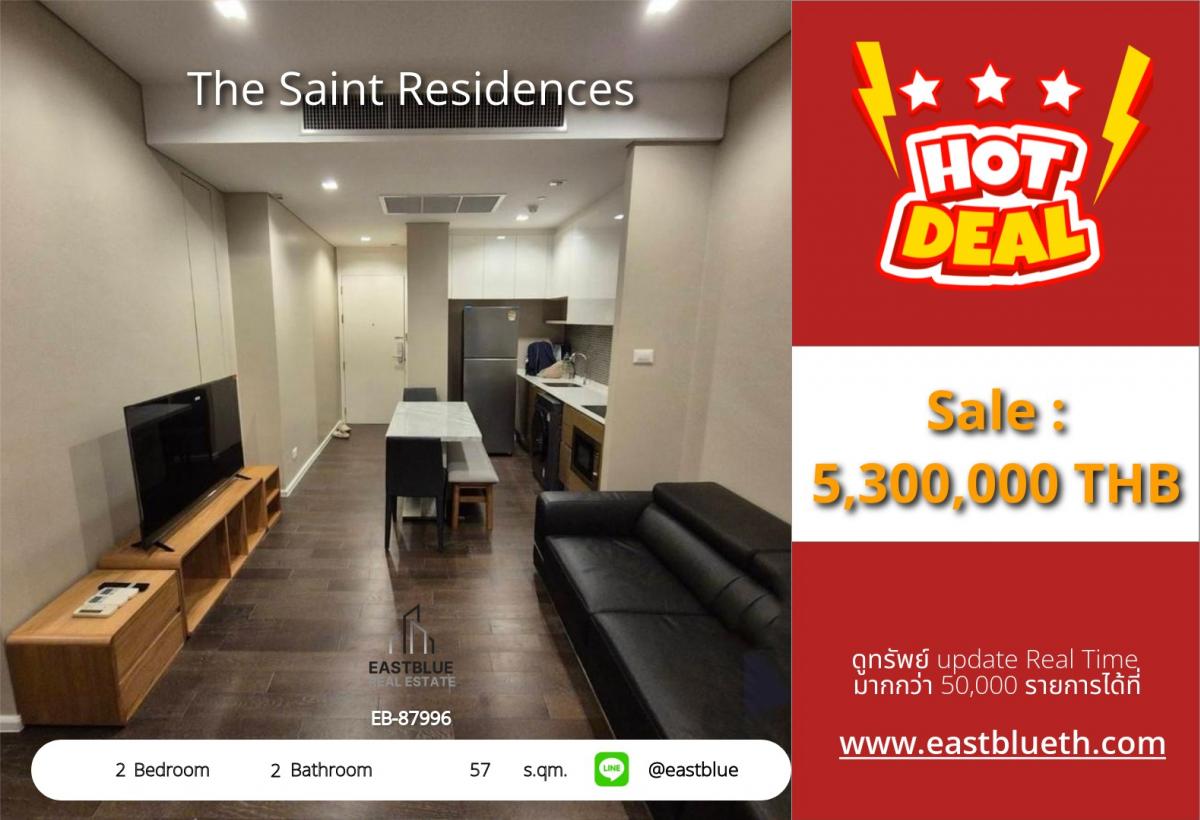 For SaleCondoLadprao, Central Ladprao : Luxury condo The Saint Residences 2 bedrooms 2 bathrooms near BTS Ha Yaek Lat PhraoSoft price 5.3 million good view complete with swimming pool and fitness!