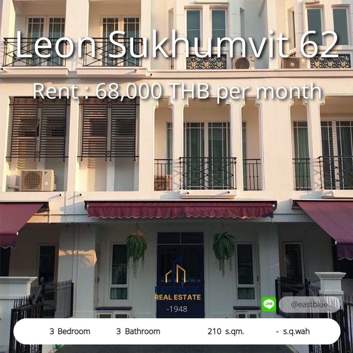 For RentTownhomeOnnut, Udomsuk : For rent, 3-story luxury townhome, Sukhumvit 62, ready to move in, near BTS Bang Chak. Wide area of 200 sq m., fully furnished, answering the needs of family life immediately!