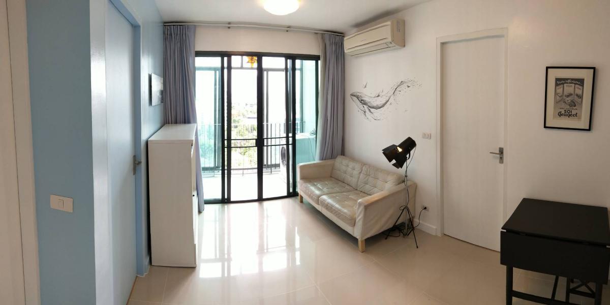 For RentCondoOnnut, Udomsuk : Ideo Blucove Sukhumvit 49 sq m., fully furnished, ready to move in. (simens washing machine, panasonic refrigerator, etc.) 2 bedrooms, 2 bathrooms, 1 living room with a small kitchen, high floor, open view, bright, peaceful.