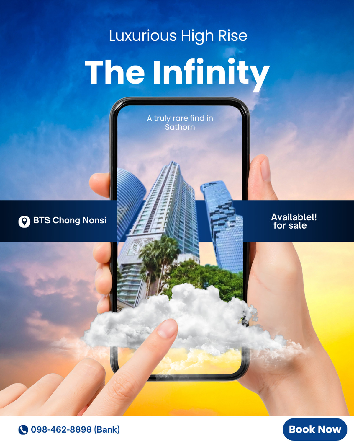 ขายคอนโดสาทร นราธิวาส : Unbeatable Sathorn Location — Spacious High-Floor 2BR at The Infinity Tel.0984628898